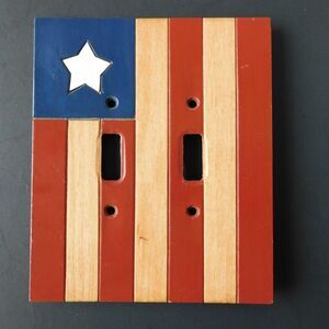 Derk's American Flag Wood Light Switch Plate Cover, Stars & Stripes Handmade